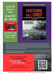 présentation de "Histoire de l'UNEF (1971-2001) @ Le Maltais rouge