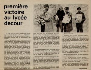 Victoire à Decour. Rouge n°2 oct 1968.